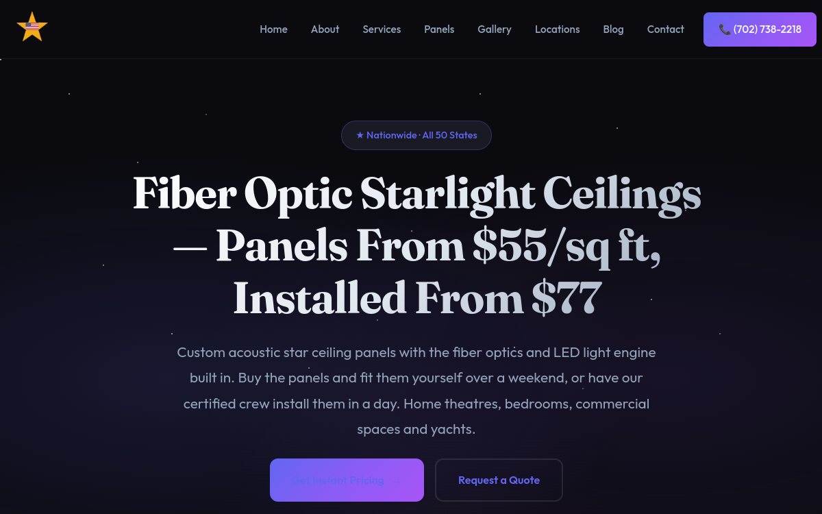 Screenshot of American Starlight Ceilings