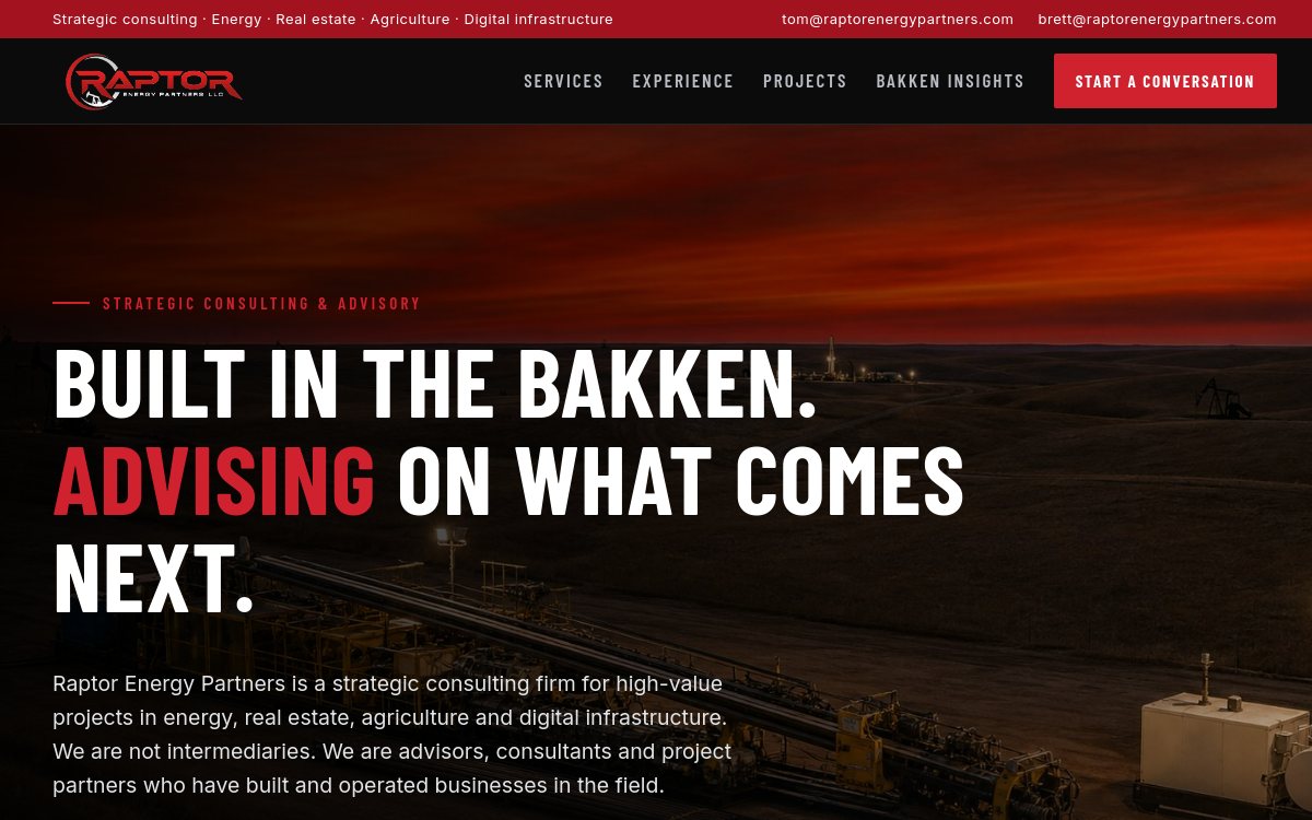 Screenshot of Raptor Energy Partners